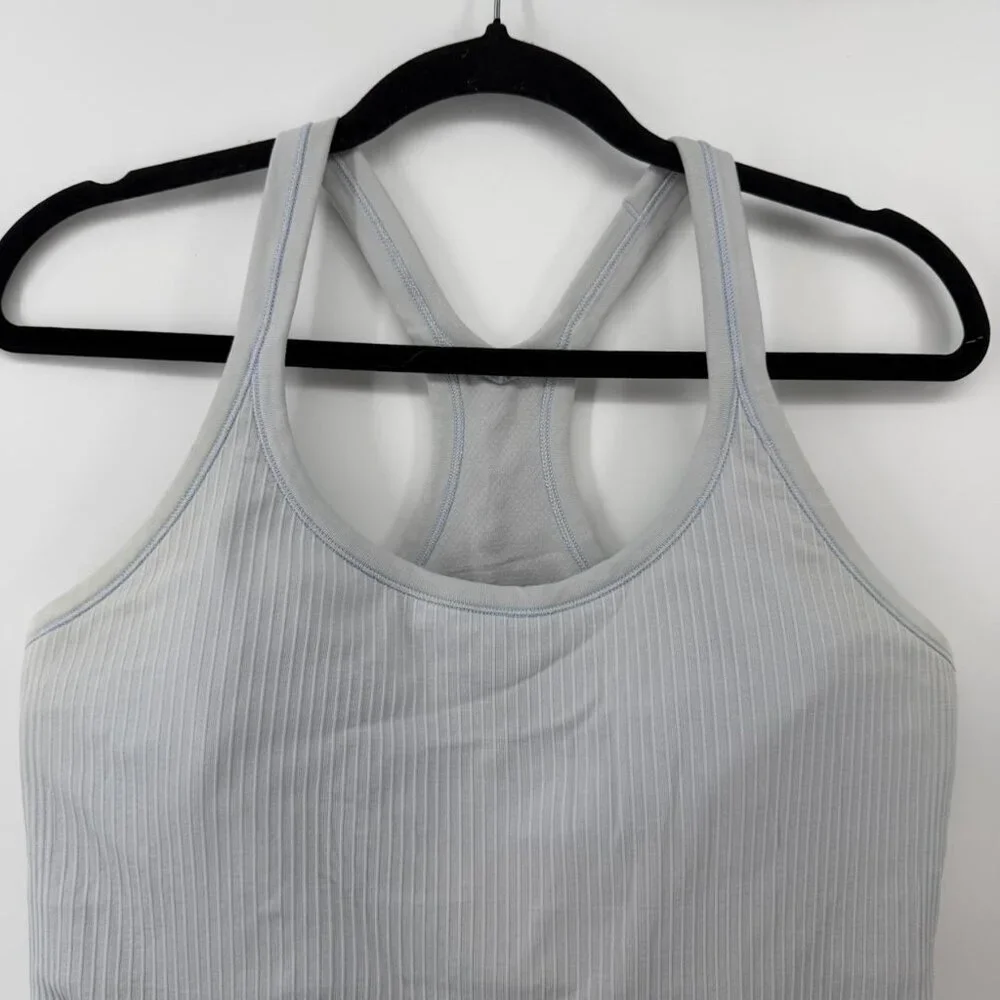 Lululemon Light Blue Ribbed Tank Padded Top Size: 12